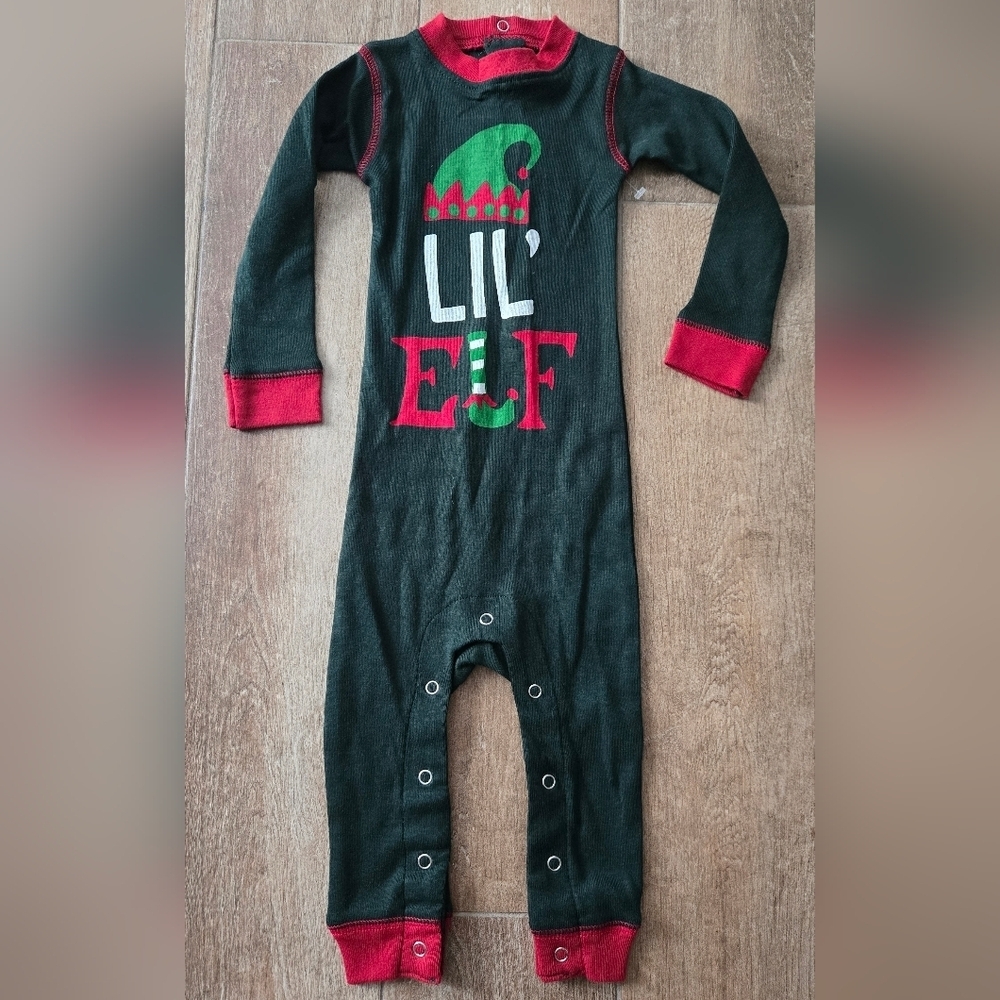 Nwt Lazy One Green and Red Lil' Elf Infant Union Suit Onesie Size 12months